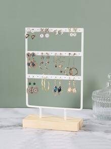 1 chiếc giá đựng trang sức có thể tháo rời, giá trưng bày trang sức bằng sắt trắng với đế gỗ, thích hợp dùng trong nhà, quà tặng dịp tựu trường. - trắng - Xem 1