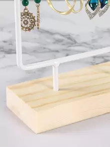 1 chiếc giá đựng trang sức có thể tháo rời, giá trưng bày trang sức bằng sắt trắng với đế gỗ, thích hợp dùng trong nhà, quà tặng dịp tựu trường. - trắng - Xem 5