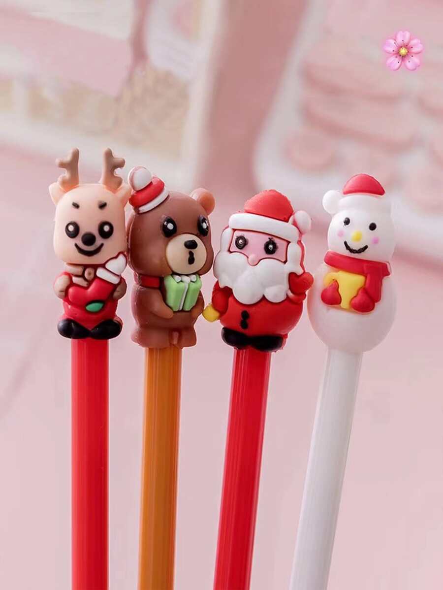 5pcs/Set Assorted Creative European & American Style Christmas Neutral Pens - Multicolor - View 1