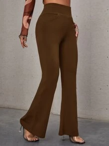 SHEIN Essnce 高腰斜口袋喇叭裤