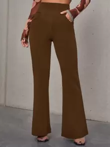 SHEIN Essnce 高腰斜口袋喇叭裤