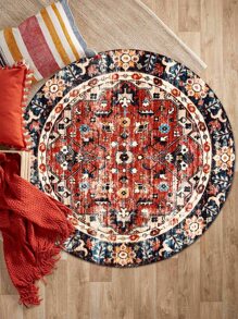 1pc Geometric Pattern Round Rug - Multicolor - View 1