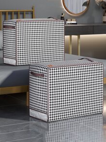 1 Bộ Dụng Cụ Sắp Xếp Quần Áo Họa Tiết Houndstooth, Bộ Sắp Xếp Trang Chủ Polyester - Đen và trắng - Xem 1