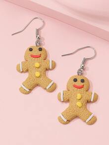 ROMWE Pendientes largos Navidad hombre de pan de jengibre - Multicolor - Ver 3