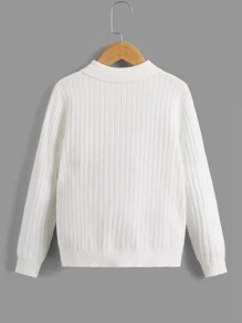 SHEIN Tween Boy Polo Neck Sweater - White - View 2
