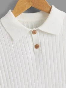 SHEIN Tween Boy Polo Neck Sweater - White - View 3