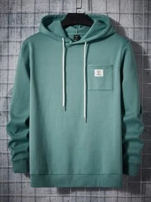 GENTILAND Áo nỉ Nam Dây kéo Đắp vá Túi Slogan Giải trí - màu xanh lá - Xem 2