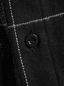 Manfinity RebelGame Loose Men's Cotton Plaid Print Drawstring Hooded Shirt Without Tee - Black - View 3