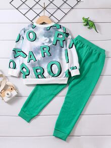 Toddler Boys Dinosaur Print Pullover & Joggers - Multicolor - View 2