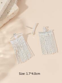 Kim loại Tua trang trí bông tai áo khoác - Bạc - Xem 3