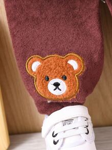 Baby Bear Embroidery Pullover & Joggers & Hat - Rust Brown - View 5
