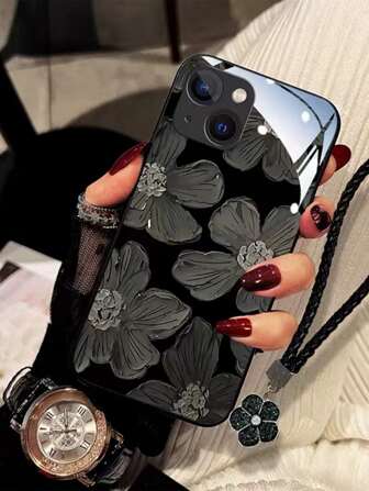 花朵印花掛繩手機殼相容於 iPhone15/15Plus/15Pro/15Promax