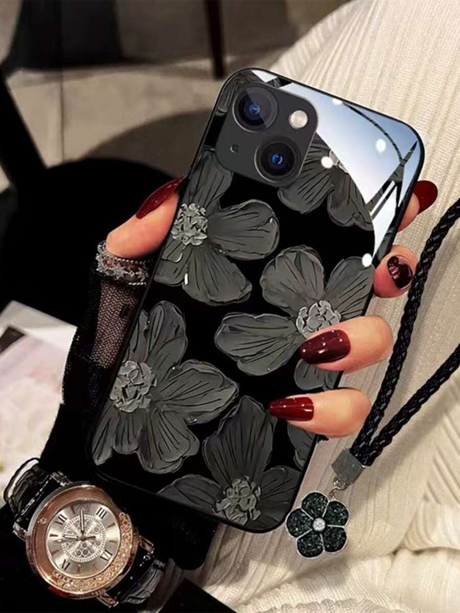 Ốp điện thoại in hoa có dây buộc Tương thích với iPhone15/15Plus/15Pro/15Promax - Nhiều màu - Xem 1