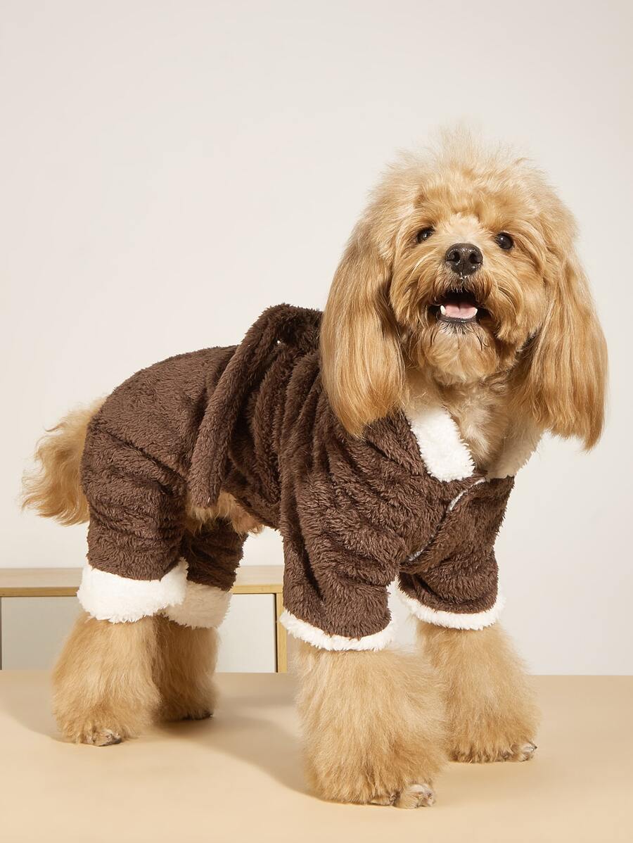 Plush Hooded Pet Pajama - Multicolor - View 1