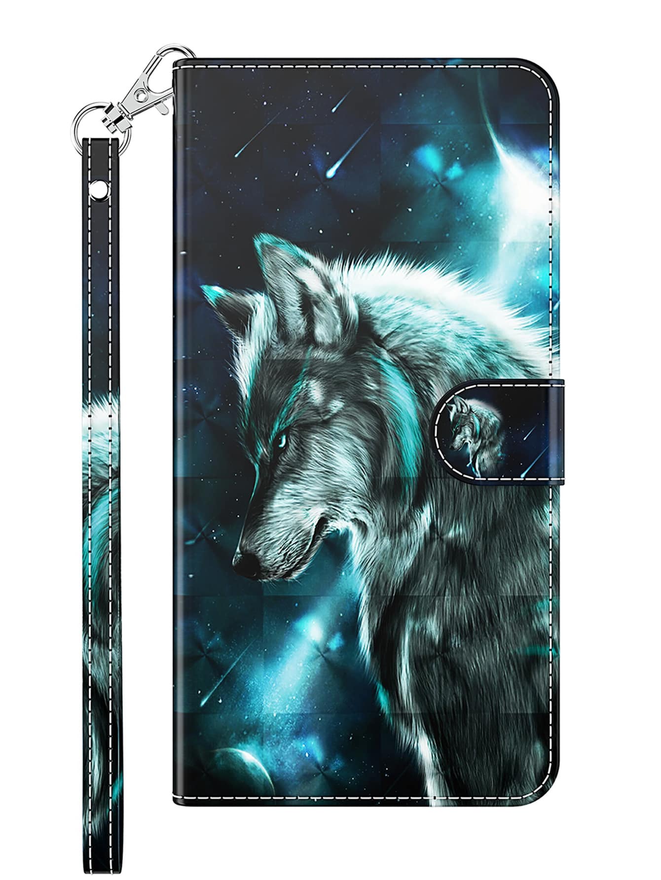 GLANDOTU Compatible With Samsung Galaxy Compatible With IPhone Compatible With Xiaomi And Other Models Of Mobile Phones, Animal Wolf Pattern PU Leather Flip Wallet Magnetic Clip Card Slot Protective Case - Multicolor - View 1