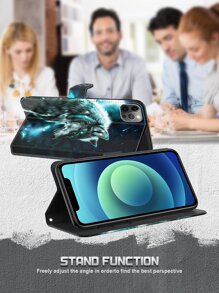 GLANDOTU Compatible With Samsung Galaxy Compatible With IPhone Compatible With Xiaomi And Other Models Of Mobile Phones, Animal Wolf Pattern PU Leather Flip Wallet Magnetic Clip Card Slot Protective Case - Multicolor - View 4