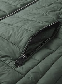 Abrigo acolchado con cremallera para hombres en invierno - Verde militar - Ver 4
