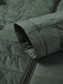 Abrigo acolchado con cremallera para hombres en invierno - Verde militar - Ver 5