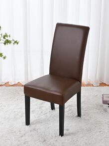1pc Plain Waterproof Stretchy Chair Slipcover - Brown - View 1