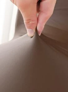 1pc Plain Waterproof Stretchy Chair Slipcover - Brown - View 4