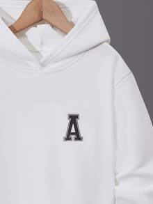 SHEIN Tween Boy Letter Graphic Sweatshirt - White - View 3