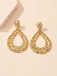 17KM Textured Water Drop Earrings - Yellow Gold - View 2