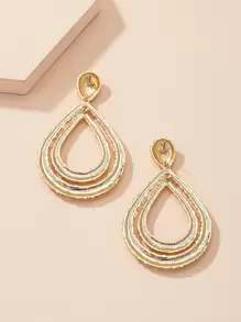 17KM Textured Water Drop Earrings - Yellow Gold - View 4
