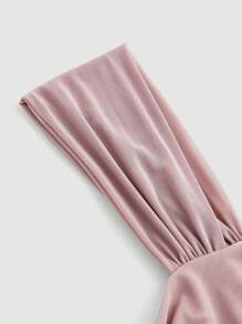 SHEIN MOD Asymmetrical Neck Ruched Top - Apricot - View 3