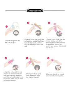 3sheets Letter Graphic Nail Art Sticker & 1pc Nail File - Multicolor - View 3