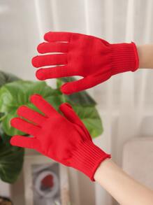 素色全指手套 - 紅色 - 查看 3
