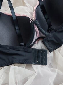 Plus Contrast Lace Underwire Bra - Multicolor - View 6