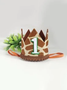 1pc Polyester Party Hat, Modern Number Decor Crown Shaped Party Hat For Party - Multicolor - View 1