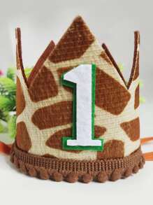 1pc Polyester Party Hat, Modern Number Decor Crown Shaped Party Hat For Party - Multicolor - View 3