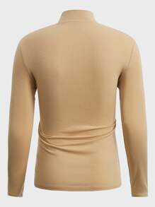 Manfinity NiteLyfe 男士小高領素色T恤 - 杏色 - 查看 3