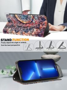 GLANDOTU 3D彩色曼陀罗翻盖PU皮钱包式手机壳，兼容三星Galaxy、Moto等手机，国际版，非国内版 - 彩色 - 查看 5