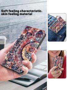 GLANDOTU 3D彩色曼陀罗翻盖PU皮钱包式手机壳，兼容三星Galaxy、Moto等手机，国际版，非国内版 - 彩色 - 查看 6