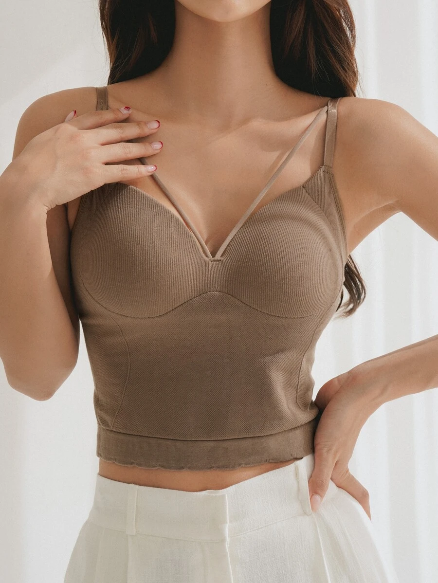 DAZY Sujetador largo unicolor - Caqui - Ver 1