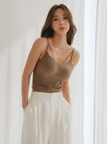 DAZY Sujetador largo unicolor - Caqui - Ver 7