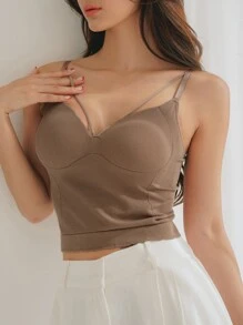 DAZY Sujetador largo unicolor - Caqui - Ver 8