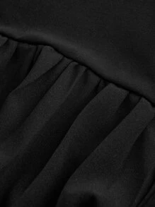 SHEIN MOD Plus Mock Neck Flounce Sleeve Pleated Hem Belted Dress