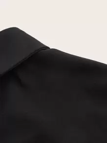 SHEIN MOD Plus Mock Neck Flounce Sleeve Pleated Hem Belted Dress