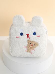 Plush Cosmetic Bag,Makeup Bag Makeup Pouch Skincare Bag Toiletry Bag Packing Cubes,Travel Essentials Cruise Essentials Dorm Essentials,Wedding Bridesmaid Gifts,Mom Gifts,Birthday Gifts,Gifts For Friends And Teachers,Home Decor,Bathroom Livingroom Bedroom Decor,Bathroom Organizer,Jewelry Organizer,Lip Oil Organizer,Nail Polish Organizer Makeup Bag Storage Makeup Organizer Makeup Case - White - View 1