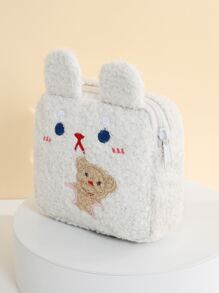 Plush Cosmetic Bag,Makeup Bag Makeup Pouch Skincare Bag Toiletry Bag Packing Cubes,Travel Essentials Cruise Essentials Dorm Essentials,Wedding Bridesmaid Gifts,Mom Gifts,Birthday Gifts,Gifts For Friends And Teachers,Home Decor,Bathroom Livingroom Bedroom Decor,Bathroom Organizer,Jewelry Organizer,Lip Oil Organizer,Nail Polish Organizer Makeup Bag Storage Makeup Organizer Makeup Case - White - View 2