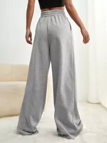 Muchica 腰部綁帶闊腿衛褲 - 灰色 - 查看 2