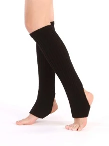 Knit Leg Warmers - Black - View 2