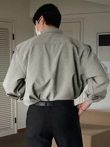 DAZY Men Solid Pocket Patched Shirt Business Attire - Army Green - View 2