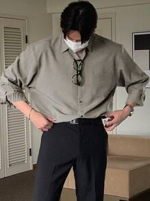 DAZY Men Solid Pocket Patched Shirt Business Attire - Army Green - View 5