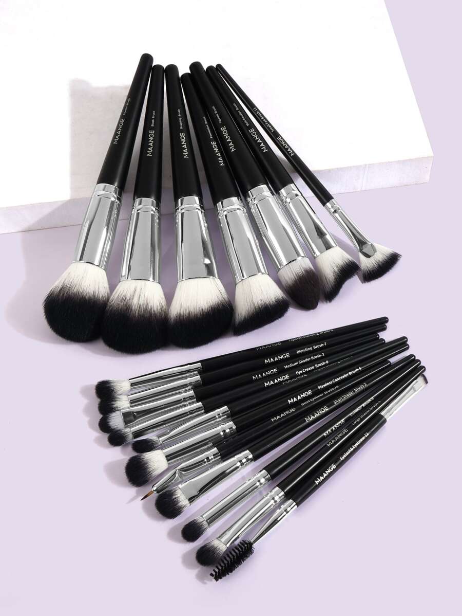 MAANGE 18pcs Professional Makeup Brush Set - Black - View 1