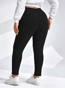 SHEIN Essnce Plus Size Women Pocketed Casual Versatile Stretchy Skinny Jeans Spring Cloth For Women