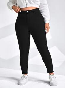 SHEIN Essnce Plus Size Women Pocketed Casual Versatile Stretchy Skinny Jeans Spring Cloth For Women